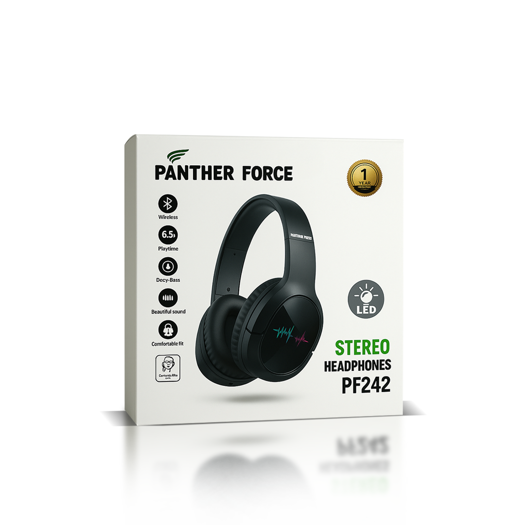 Stereo headphones with LED – wired over-ear headset